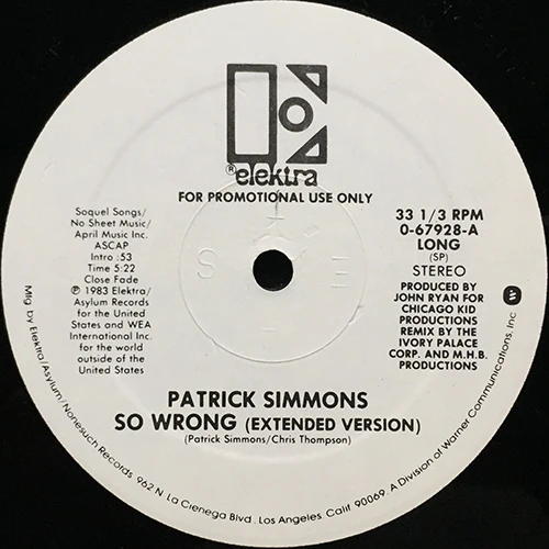 PATRICK SIMMONS - SO WRONG MAXI SINGLE USADO